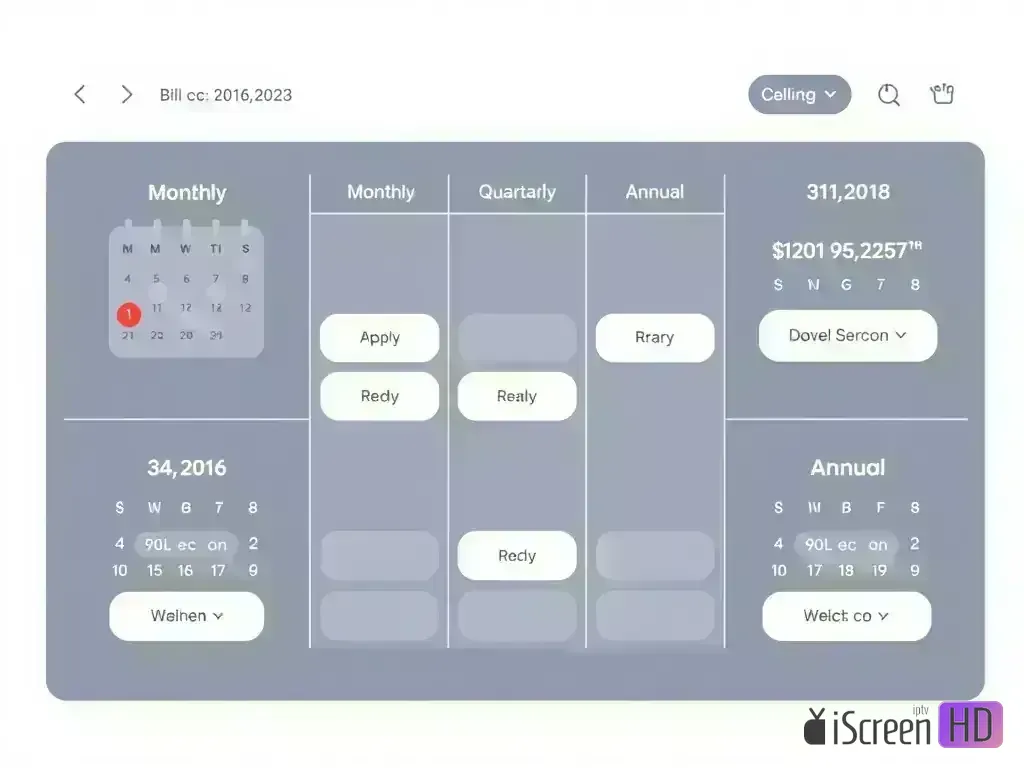 Calendar showing different billing cycles