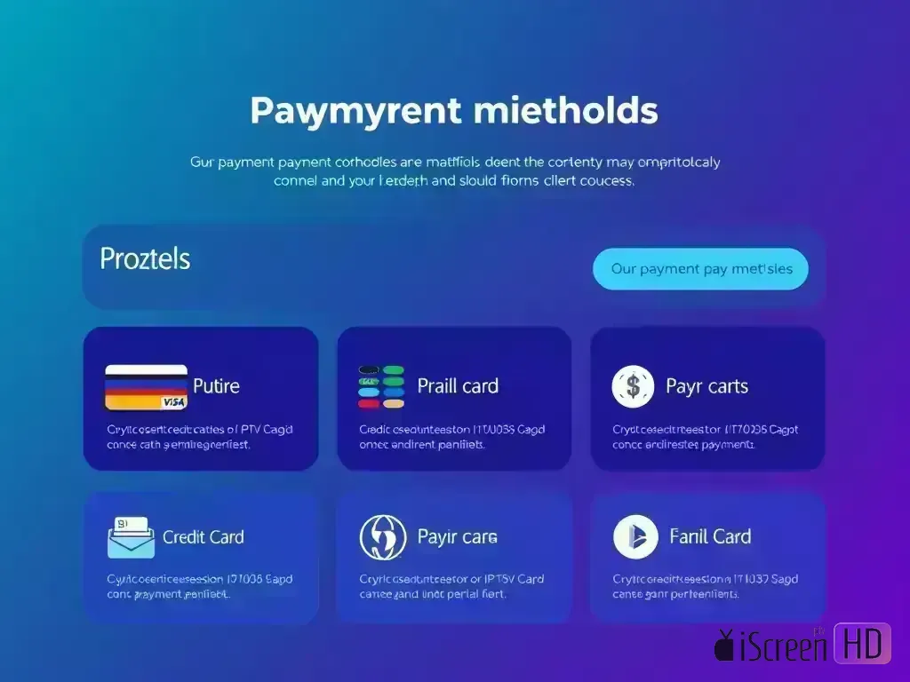Overview of available payment methods for iScreenHD IPTV