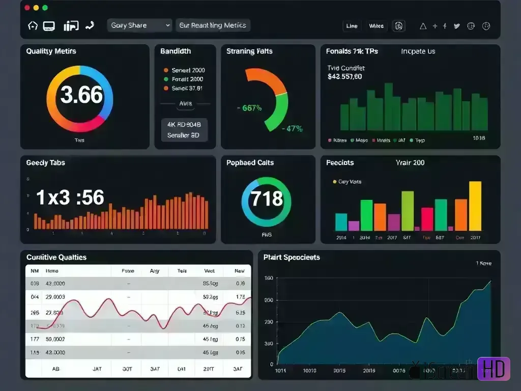 Dashboard showing streaming quality metrics and performance
