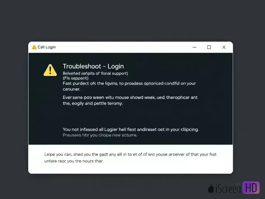 Login error screen with troubleshooting tips